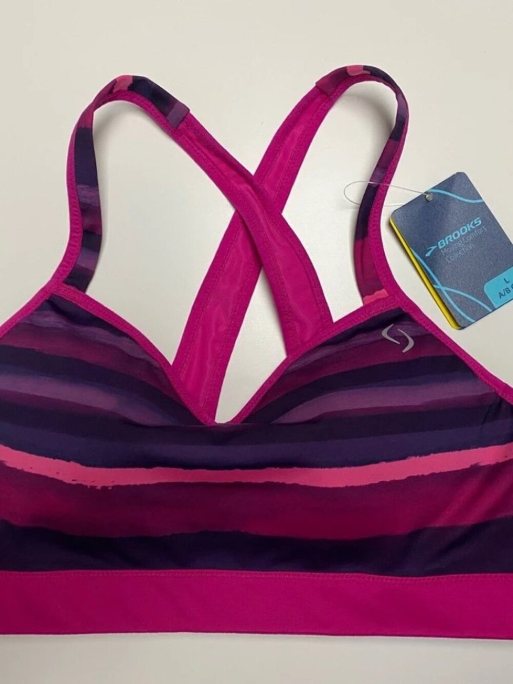 Women's Pink & Purple Striped Racerback Sports Bra